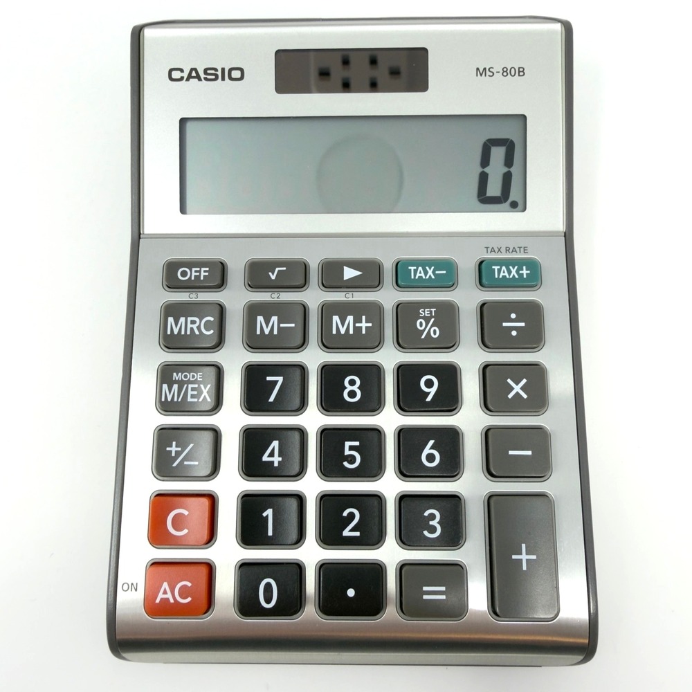 Casio MS-80B Desktop Calculator 8 Digit Solar Battery Dual Power Tested Works